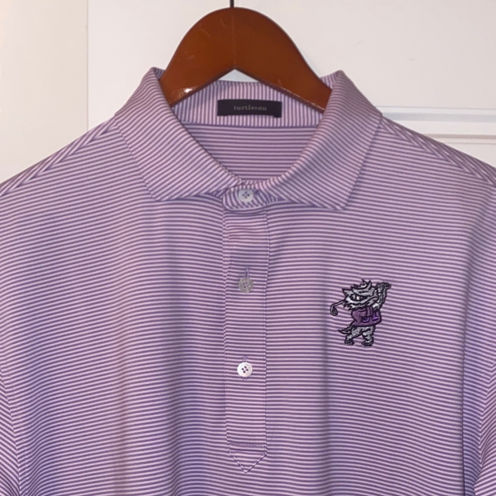 TCU - Lavender Polo Shirt with Embroidered Logo. Golf or Gameday